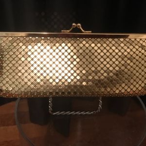 Dainty gold metal mesh evening bag